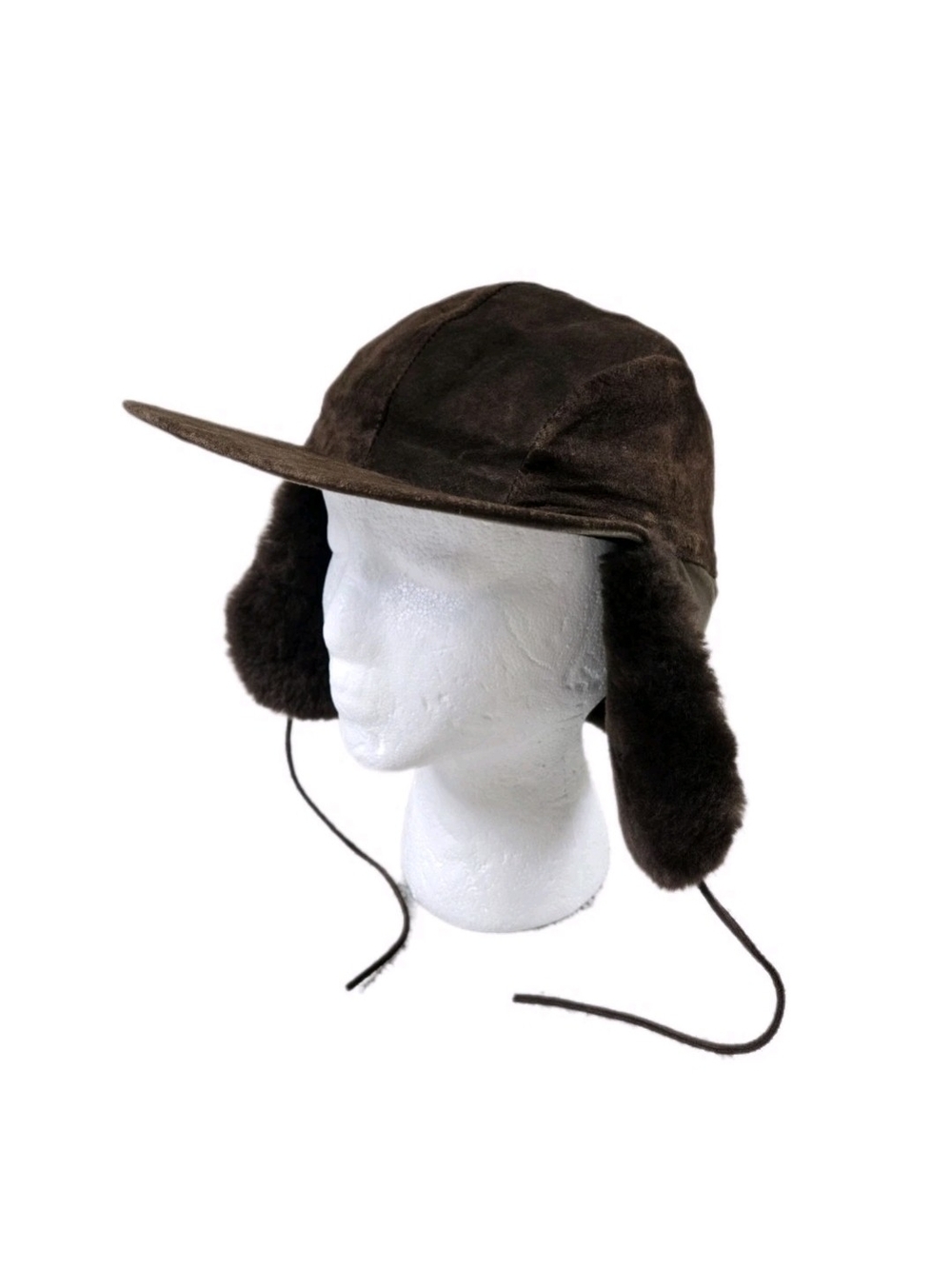 Vintage Aviator Trapper Hat Brown Suede Sheepskin Fur Ear Flaps NWT Nordstrom